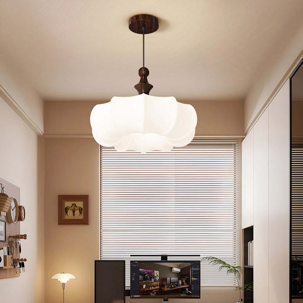 Scandinavian Acrylic Wood Pumpkin LED Chandelier