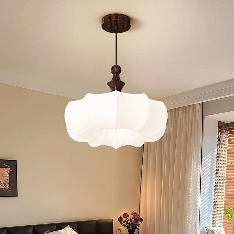 Scandinavian Acrylic Wood Pumpkin LED Chandelier