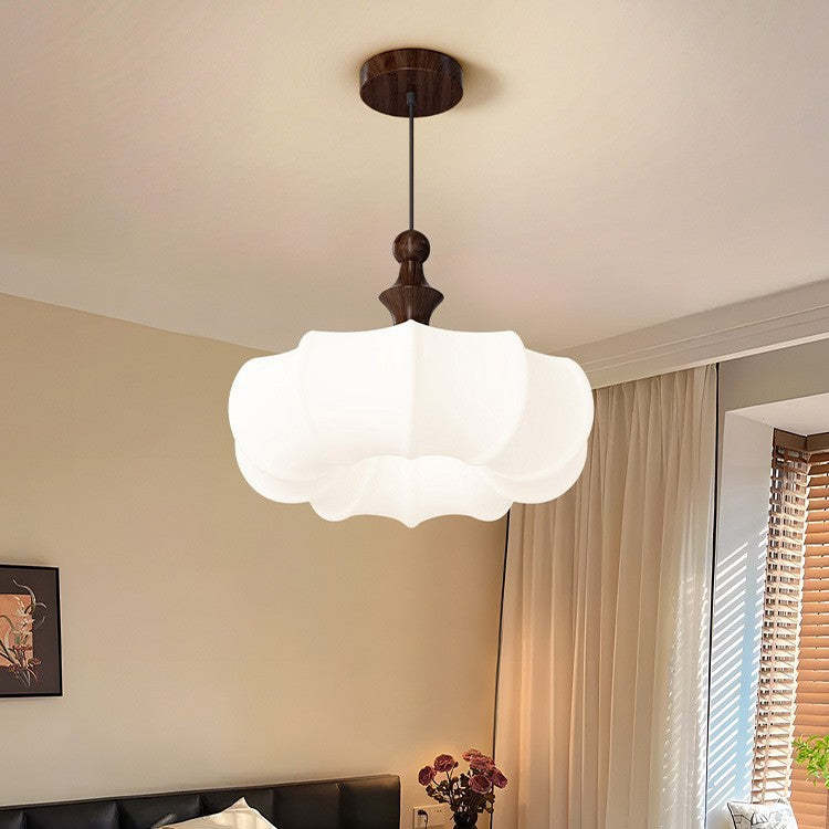 Scandinavian Acrylic Wood Pumpkin LED Chandelier