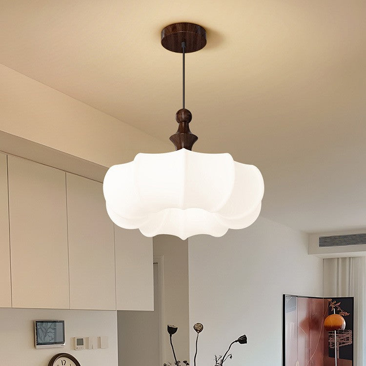 Scandinavian Acrylic Wood Pumpkin LED Chandelier