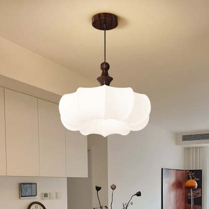 Scandinavian Acrylic Wood Pumpkin LED Chandelier