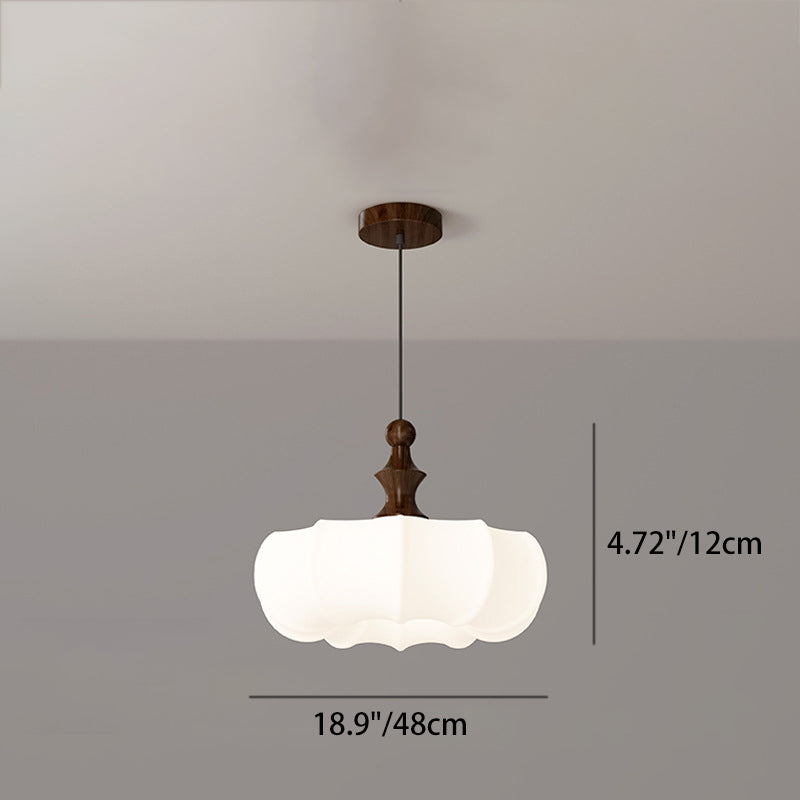 Scandinavian Acrylic Wood Pumpkin LED Chandelier