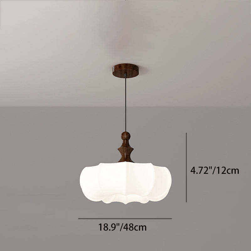 Scandinavian Acrylic Wood Pumpkin LED Chandelier