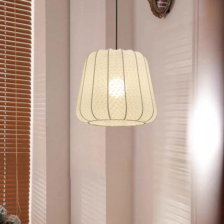 Vintage Silk Walnut Metal Lantern Chandelier