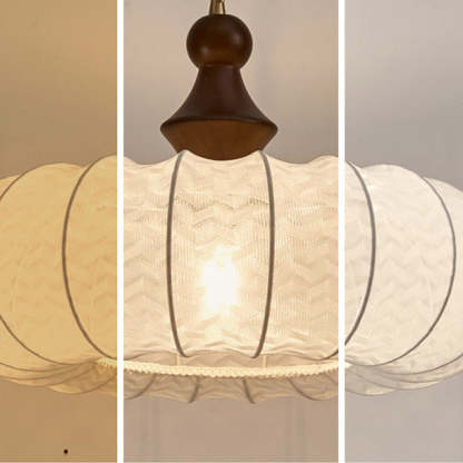 Vintage Silk Walnut Metal Lantern Chandelier