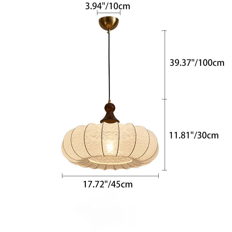 Vintage Silk Walnut Metal Lantern Chandelier