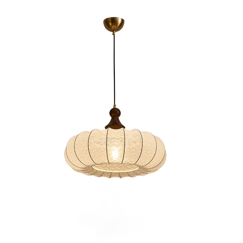 Vintage Silk Walnut Metal Lantern Chandelier
