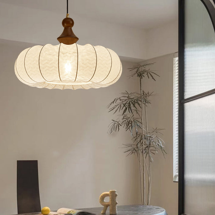 Vintage Silk Walnut Metal Lantern Chandelier