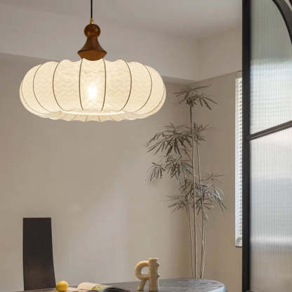 Vintage Silk Walnut Metal Lantern Chandelier