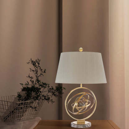 Contemporary Fabric Marble Metal Fan Ring Lamp — 220V-240V For UK/AU
