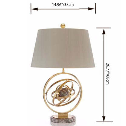 Contemporary Fabric Marble Metal Fan Ring Lamp