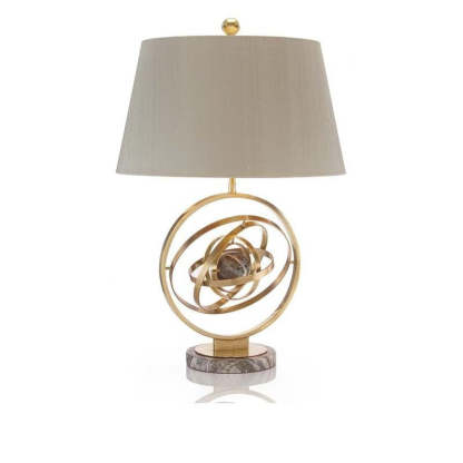 Contemporary Fabric Marble Metal Fan Ring Lamp