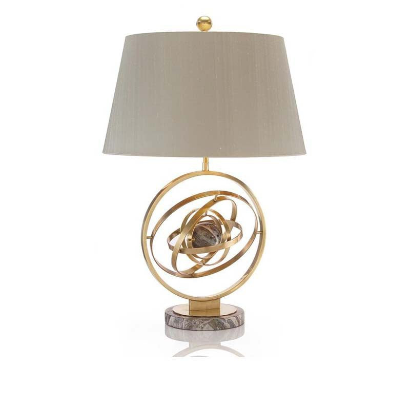 Contemporary Fabric Marble Metal Fan Ring Lamp