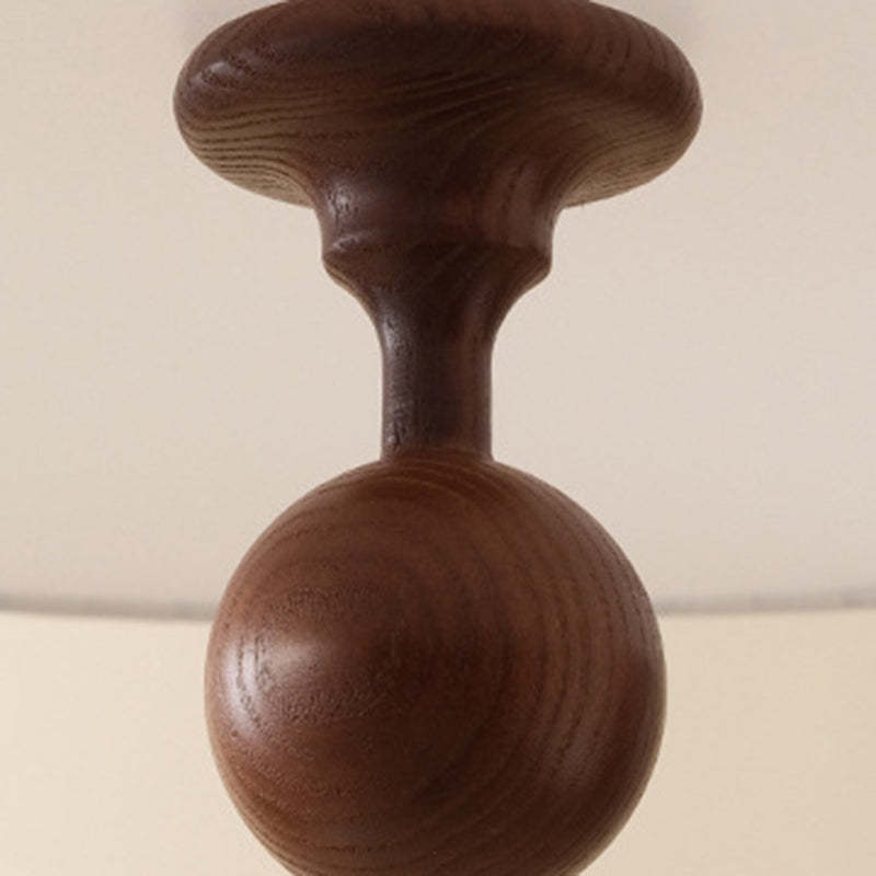 Vintage Fabric Wood Metal Pleated Round Chandelier