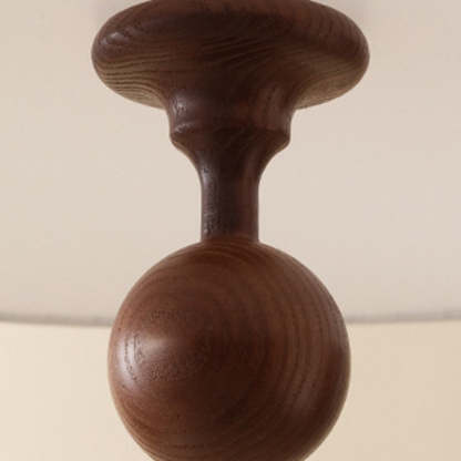 Vintage Fabric Wood Metal Pleated Round Chandelier