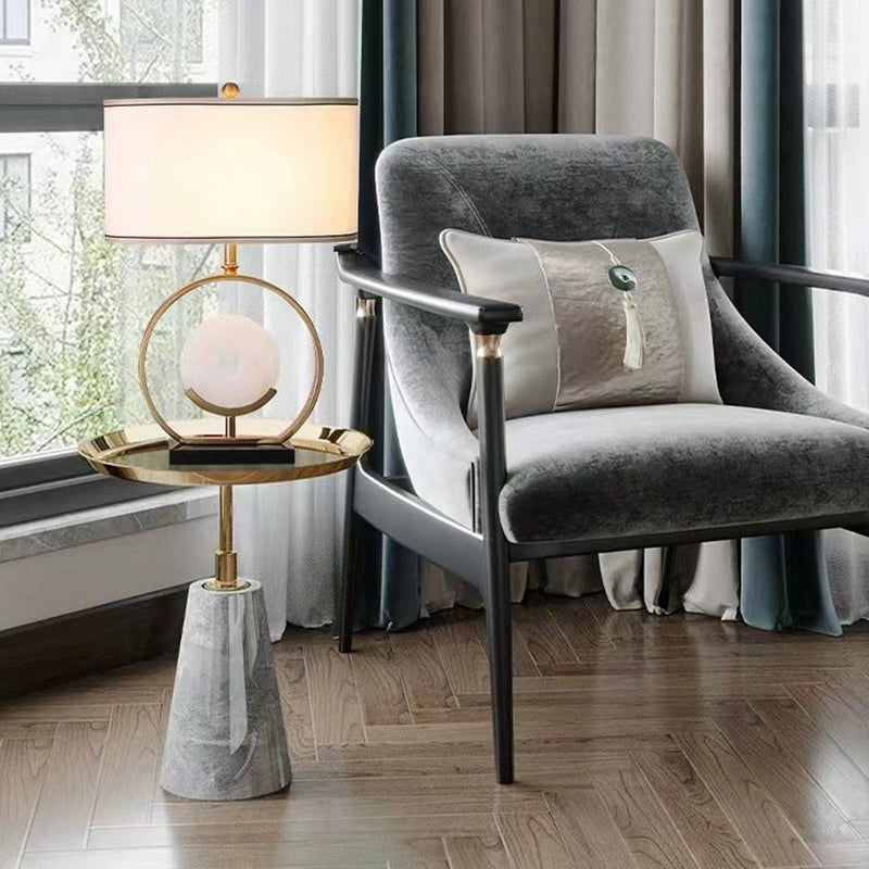 Vintage Fabric Marble Metal Oval Lamp