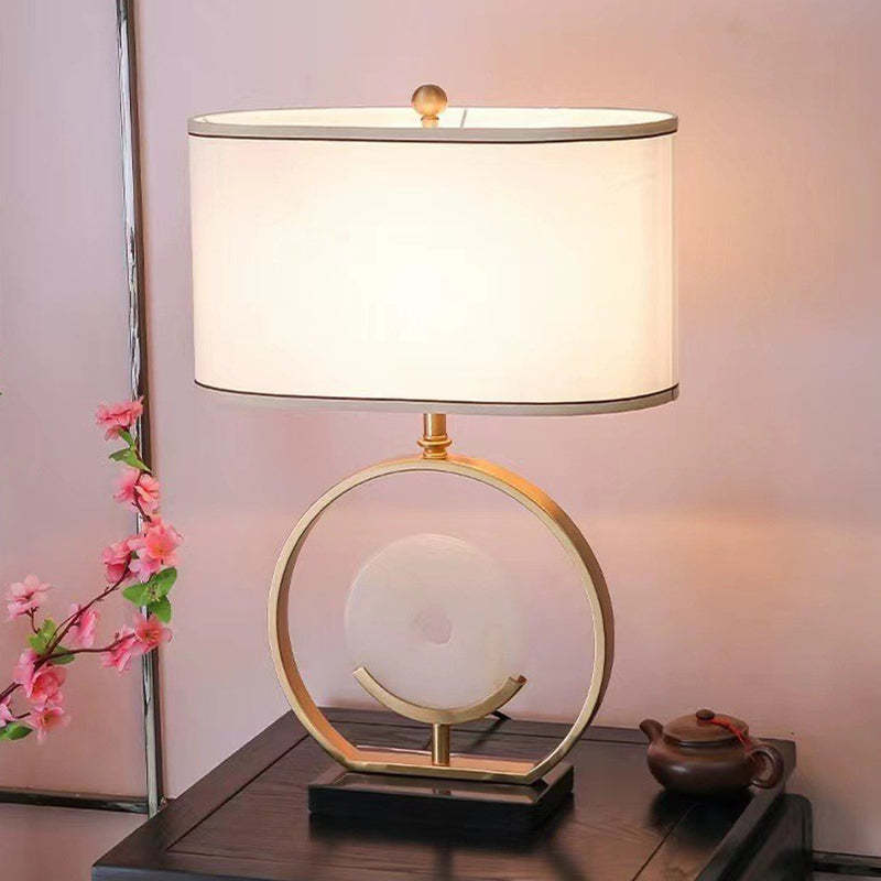 Vintage Fabric Marble Metal Oval Lamp — 220V-240V For UK/AU