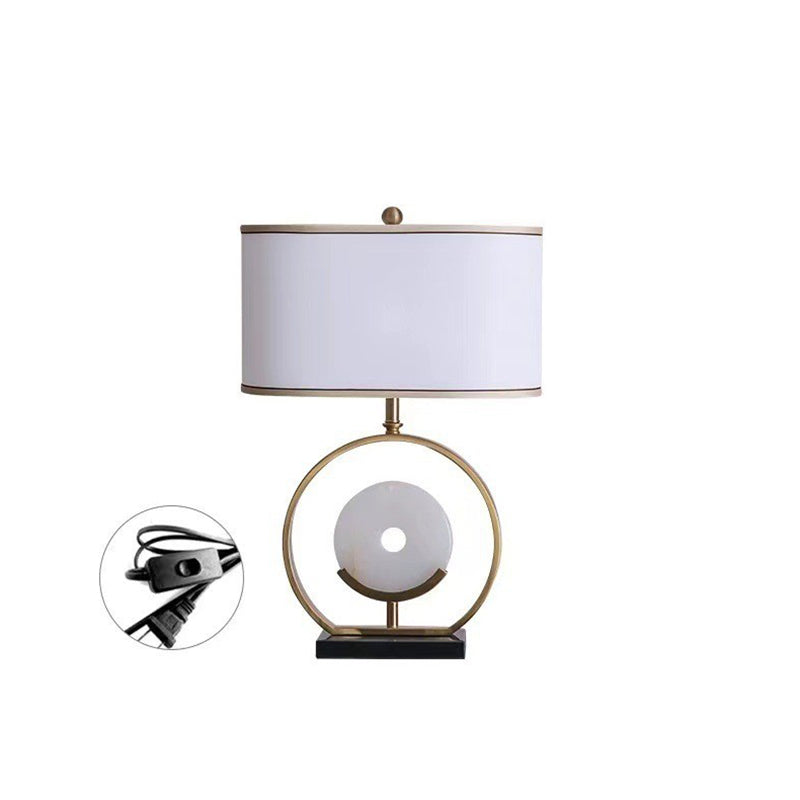 Vintage Fabric Marble Metal Oval Lamp