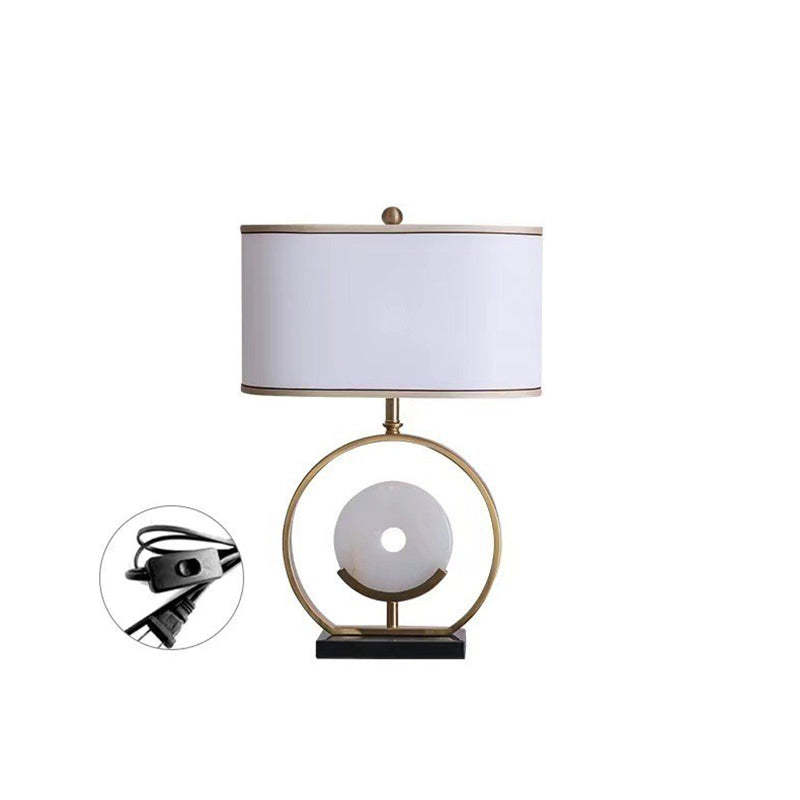 Vintage Fabric Marble Metal Oval Lamp