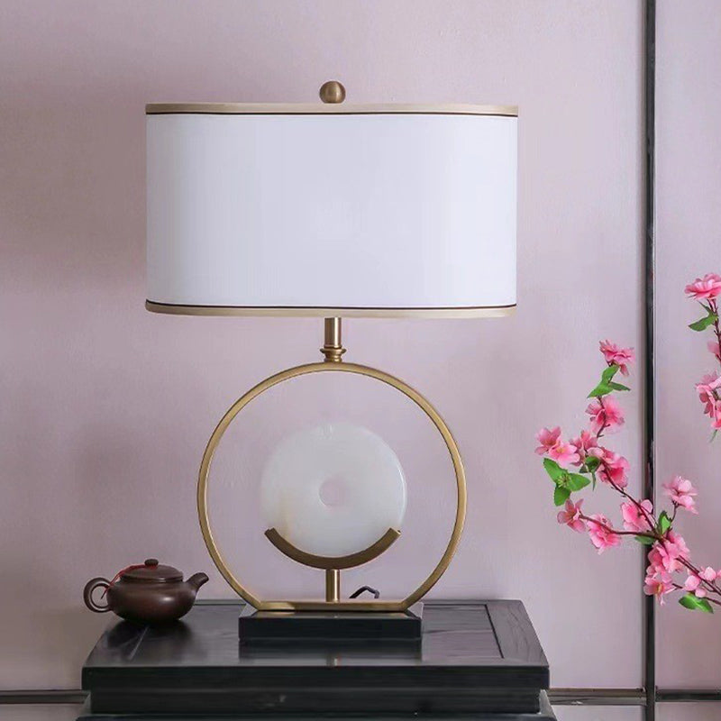 Vintage Fabric Marble Metal Oval Lamp