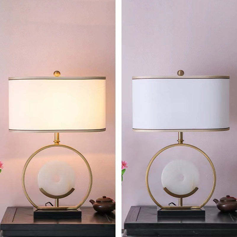 Vintage Fabric Marble Metal Oval Lamp