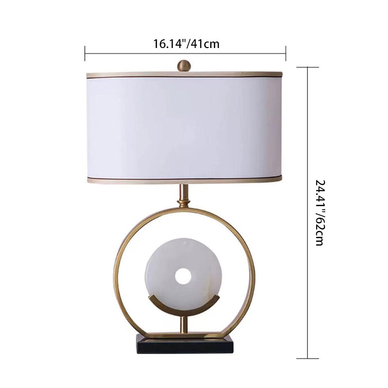 Vintage Fabric Marble Metal Oval Lamp