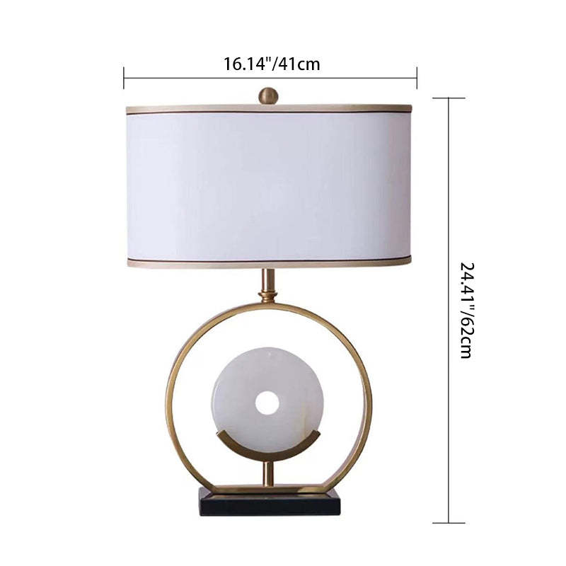 Vintage Fabric Marble Metal Oval Lamp