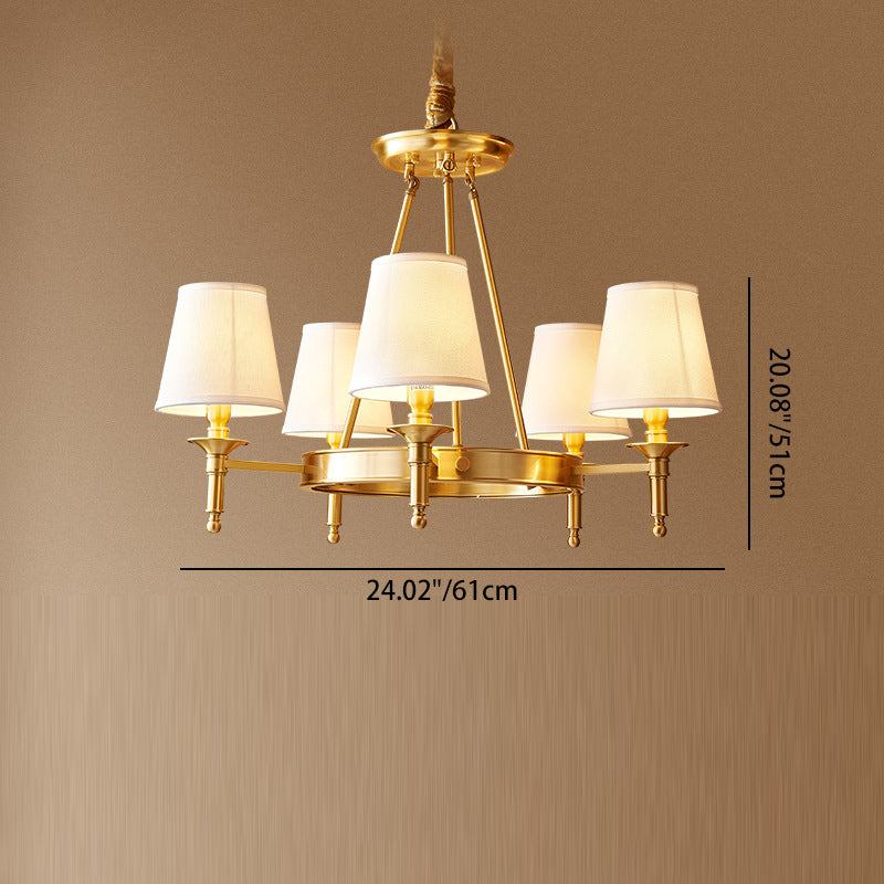 Scandinavian Brass Fabric Round Branch Chandelier