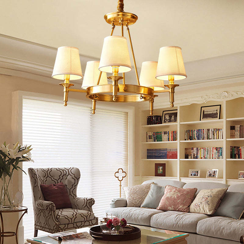 Scandinavian Brass Fabric Round Branch Chandelier