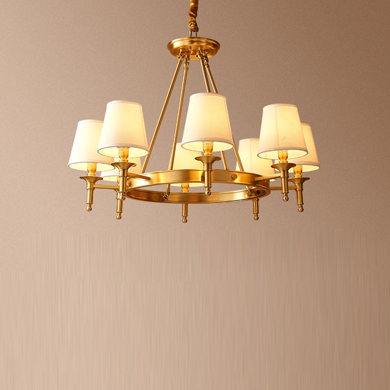 Scandinavian Brass Fabric Round Branch Chandelier