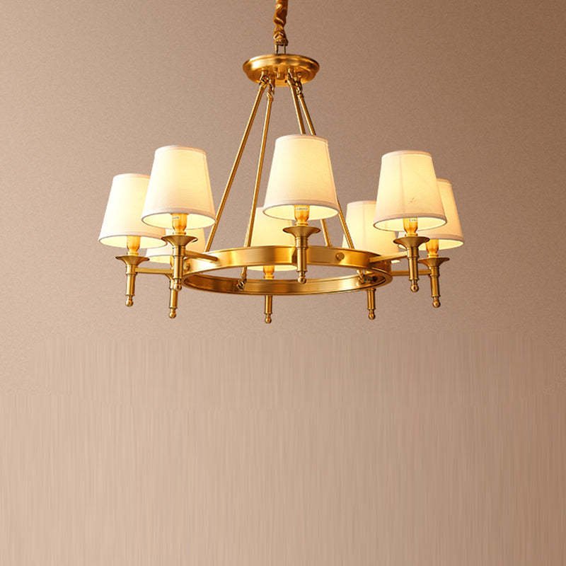 Scandinavian Brass Fabric Round Branch Chandelier
