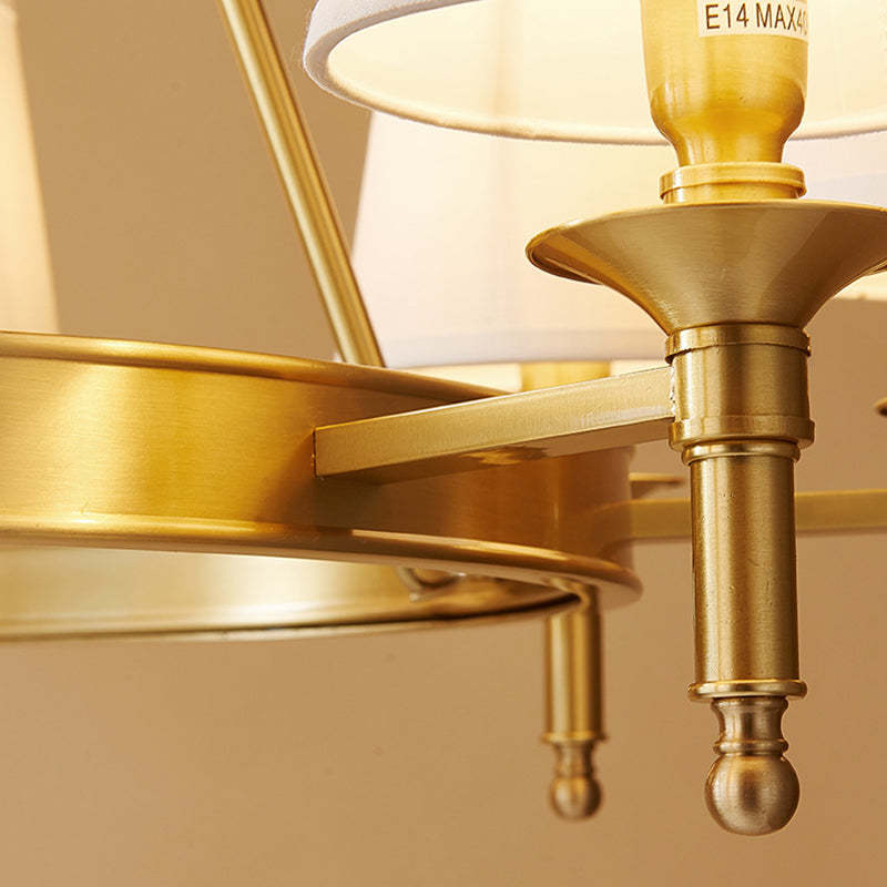 Scandinavian Brass Fabric Round Branch Chandelier