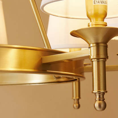 Scandinavian Brass Fabric Round Branch Chandelier