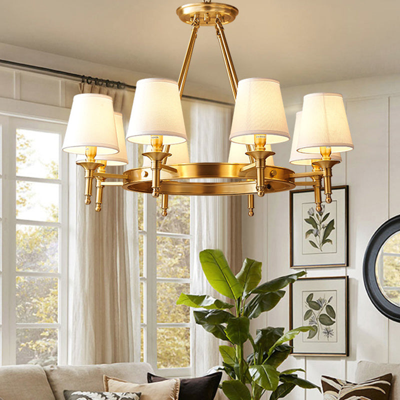 Scandinavian Brass Fabric Round Branch Chandelier