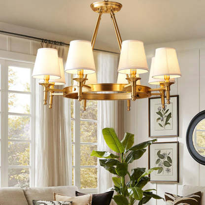 Scandinavian Brass Fabric Round Branch Chandelier