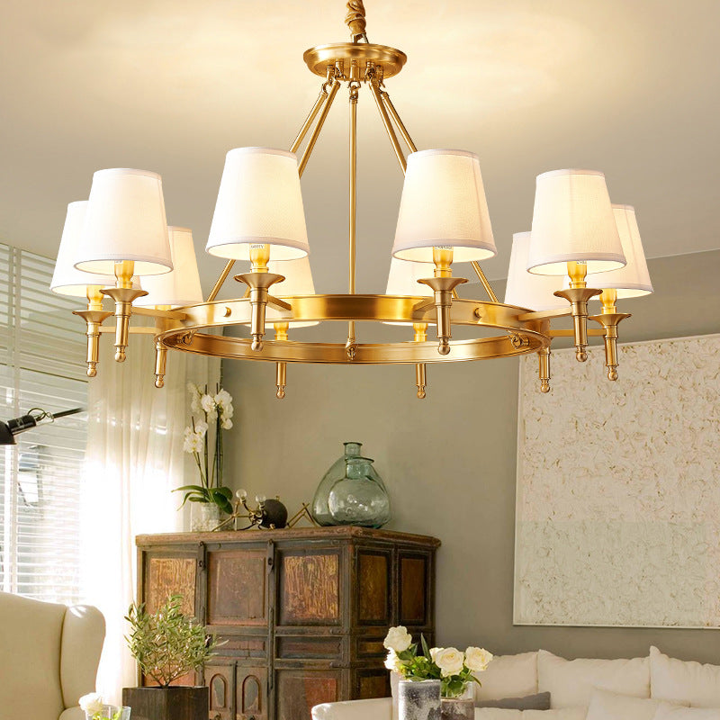 Scandinavian Brass Fabric Round Branch Chandelier