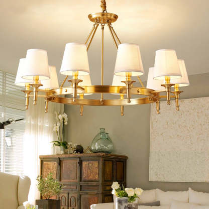 Scandinavian Brass Fabric Round Branch Chandelier