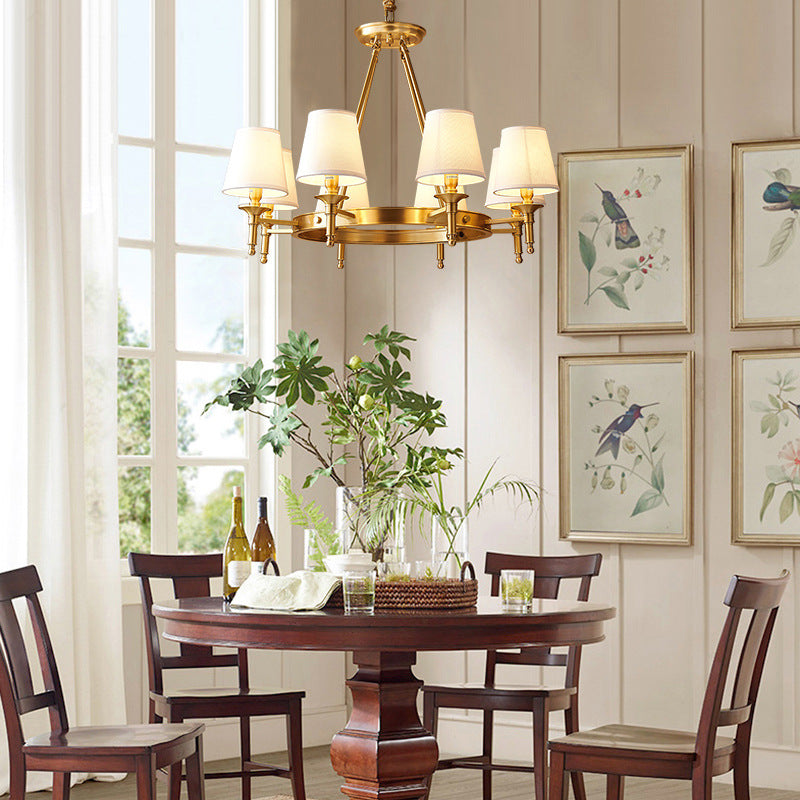 Scandinavian Brass Fabric Round Branch Chandelier