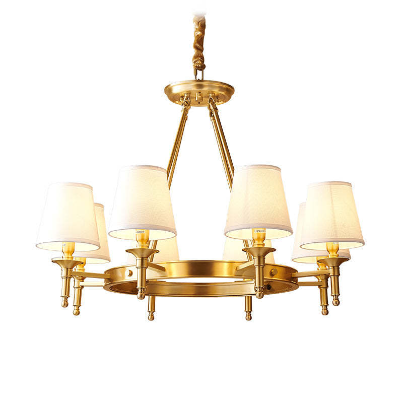 Scandinavian Brass Fabric Round Branch Chandelier