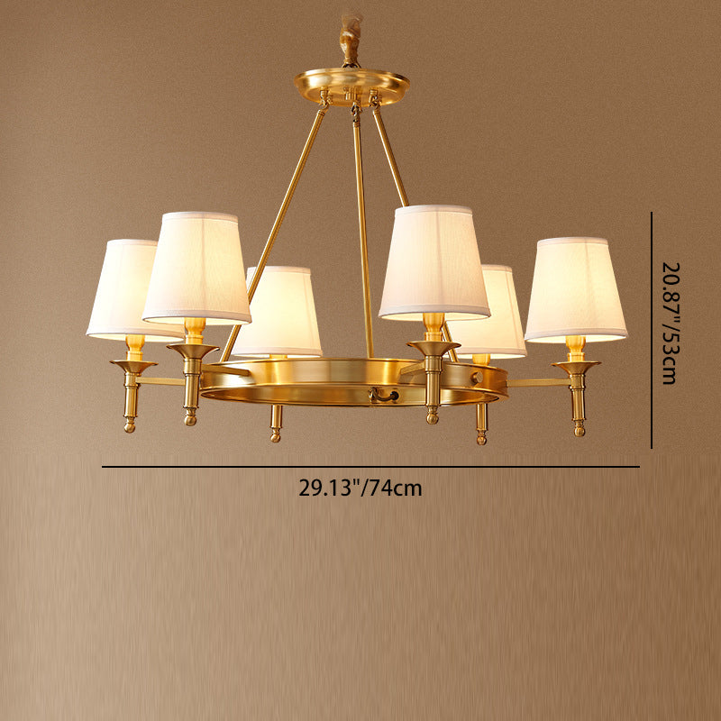 Scandinavian Brass Fabric Round Branch Chandelier