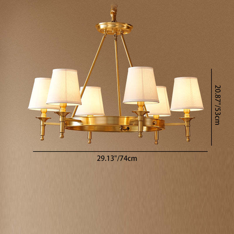Scandinavian Brass Fabric Round Branch Chandelier