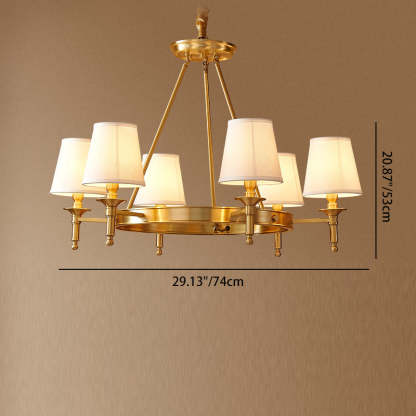 Scandinavian Brass Fabric Round Branch Chandelier