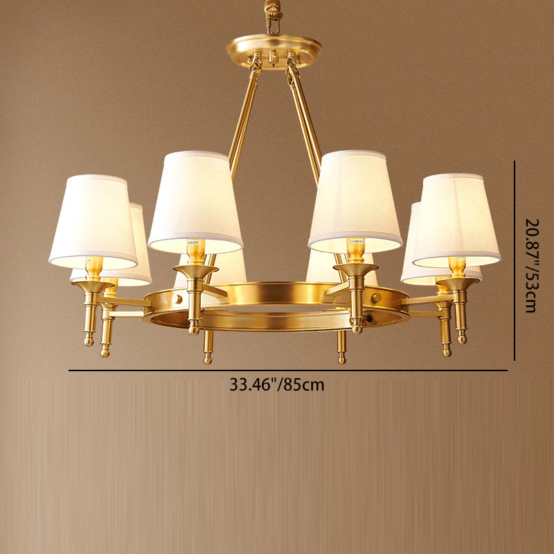 Scandinavian Brass Fabric Round Branch Chandelier