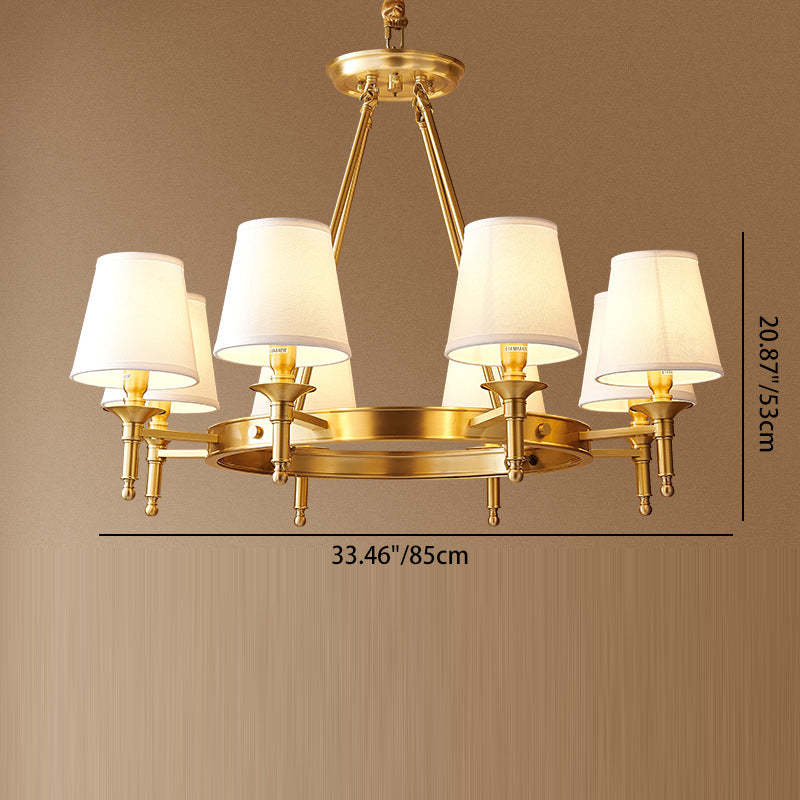 Scandinavian Brass Fabric Round Branch Chandelier