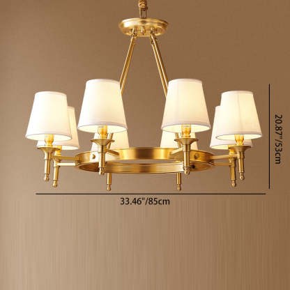 Scandinavian Brass Fabric Round Branch Chandelier