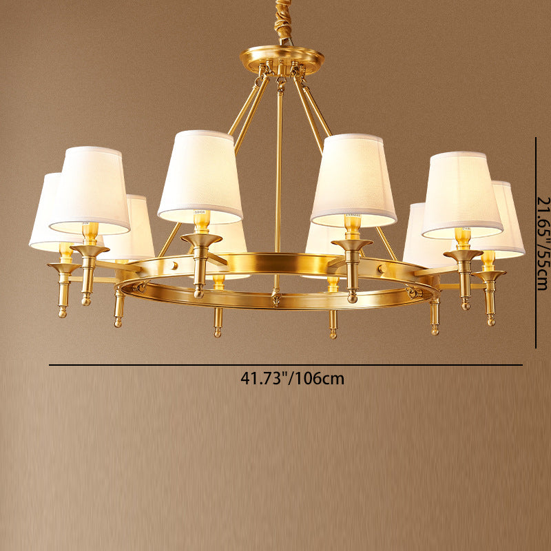 Scandinavian Brass Fabric Round Branch Chandelier