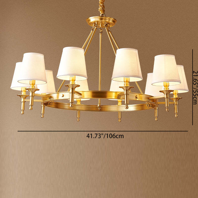Scandinavian Brass Fabric Round Branch Chandelier