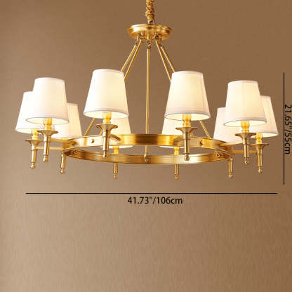 Scandinavian Brass Fabric Round Branch Chandelier