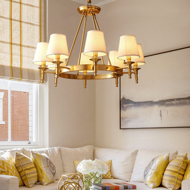 Scandinavian Brass Fabric Round Branch Chandelier