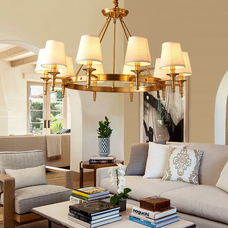 Scandinavian Brass Fabric Round Branch Chandelier